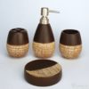 Chocolate Brown Ceramic Set of 4 Bath Accessories