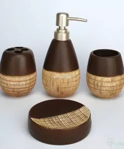 Chocolate Brown Ceramic Set of 4 Bath Accessories