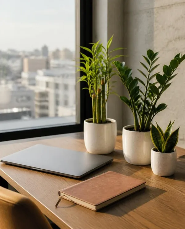 Plants on an office desk